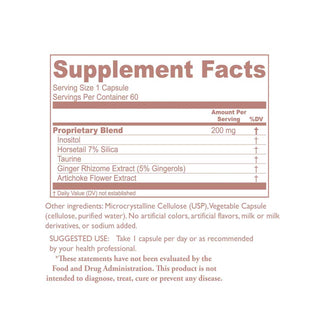 Core Formulas Drainage Essentials back of bottle, label, supplement facts